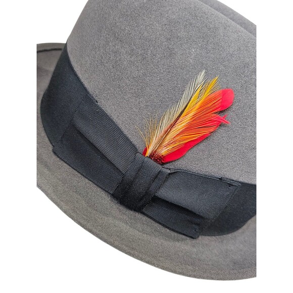 Henry The Hatter Detroit Mens Size 6 7/8 Gray Genuine Fur Felt Derby Fedora Hat - Picture 8 of 14